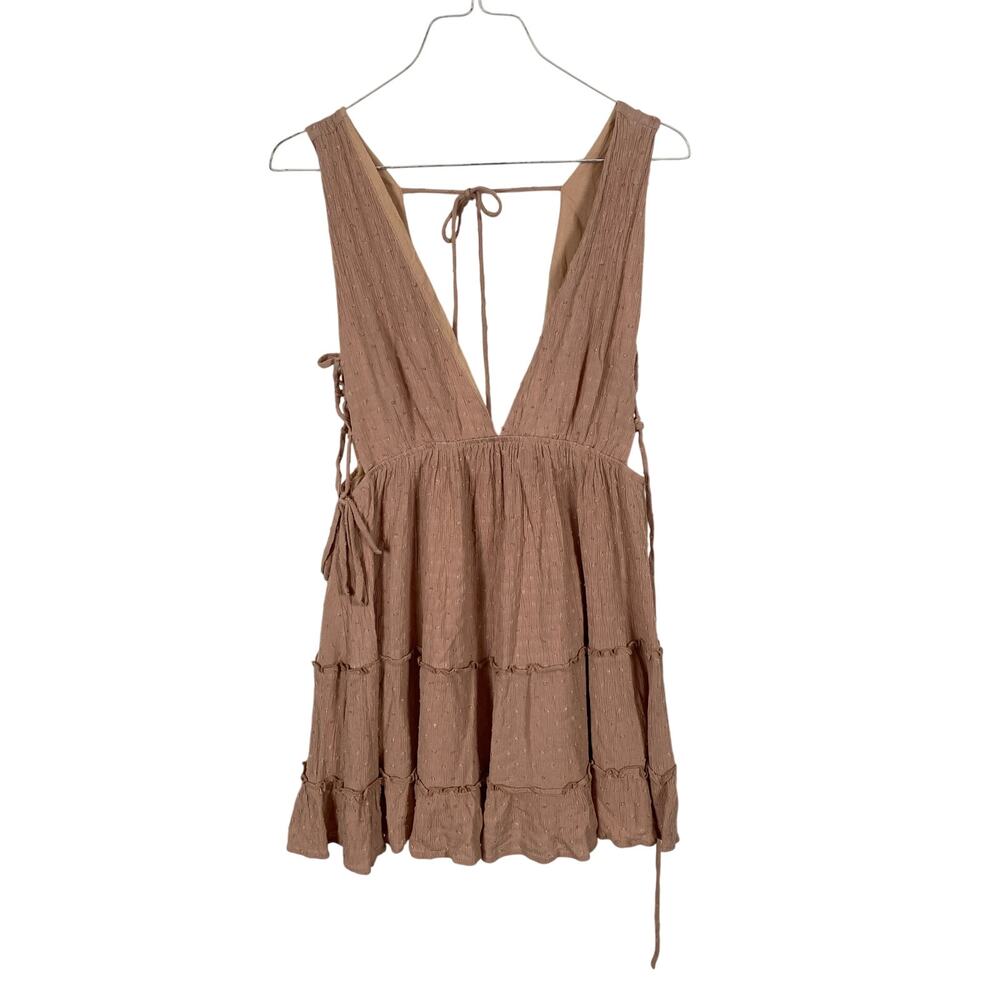 HYFVE Women Blush Deep V Mini Dress Lined Rayon Size L